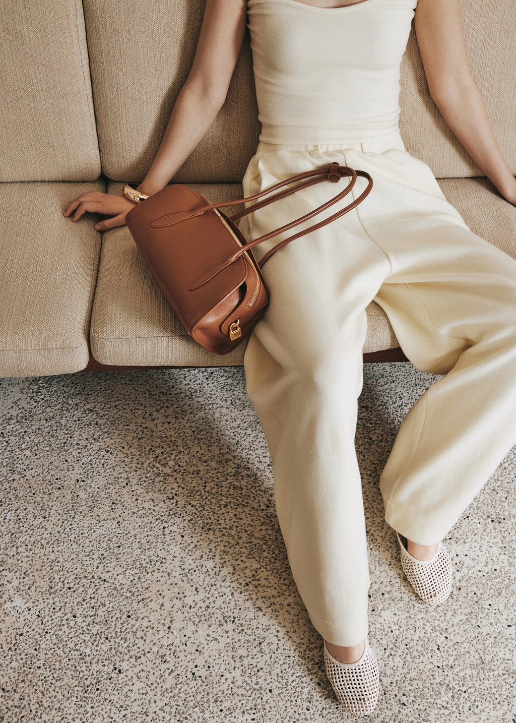 Gabrielle East-West Shoulder Bag - Chocolate Suede