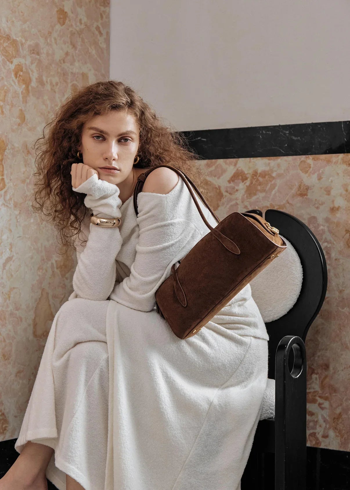 Gabrielle East-West Shoulder Bag - Cream