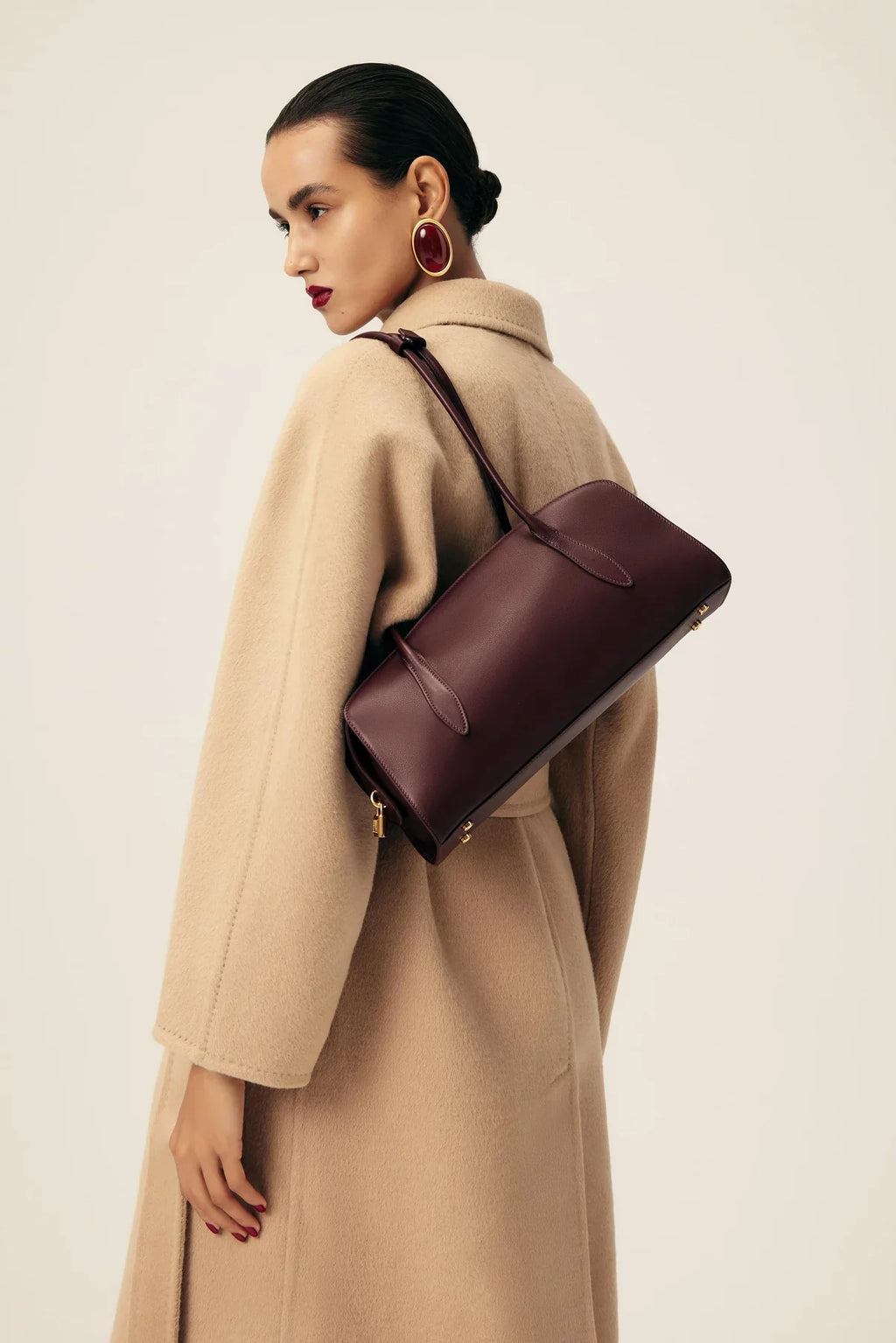 Gabrielle East-West Shoulder Bag - Burgundy